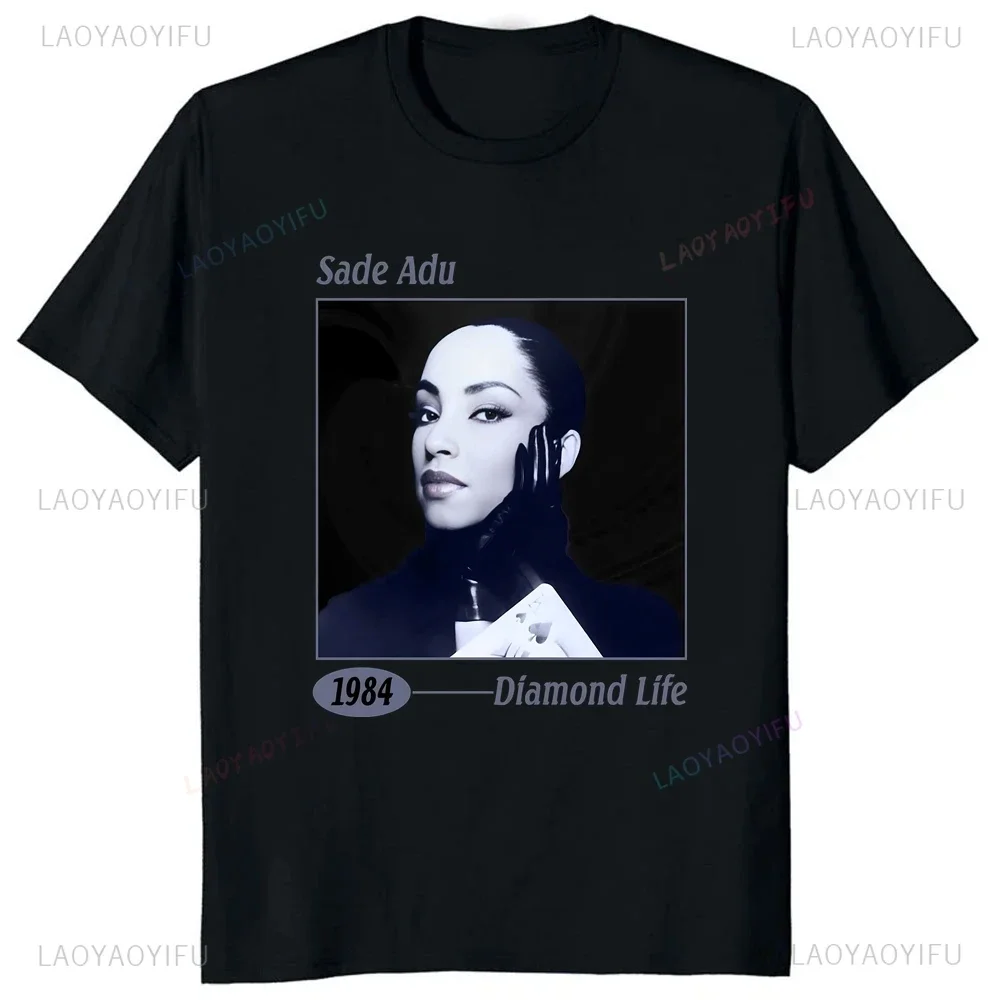 New Vintage Singer Sade Fashion Printed T-shirt Top Summer Trend Short Sleeve Unisex Shirt Pattern Large T-shirt