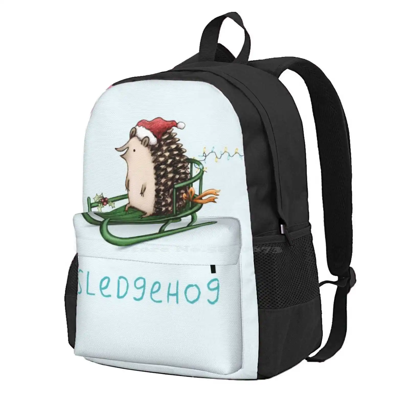 Sledgehog Hot Sale Schoolbag Backpack Fashion Bags Sledgehog Hedgehogs Christmas Xmas Holidays Happy Animal Sleigh Kawaii Cute