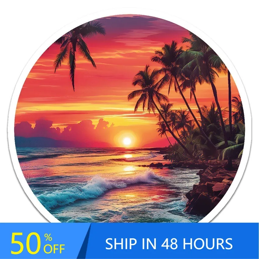 

Palm Trees Beach Surf, Funny Bumper Boat Window Walls Waterproof Vinyl Decal Sticker Cute Retro Aesthetic Cool