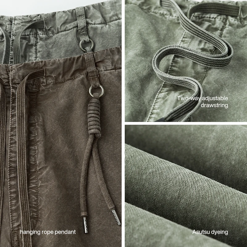 INFLATION Schwere gewaschene Cargohose mit Pattentaschen, Streetwear, trendige Fallschirmhose für Herren
