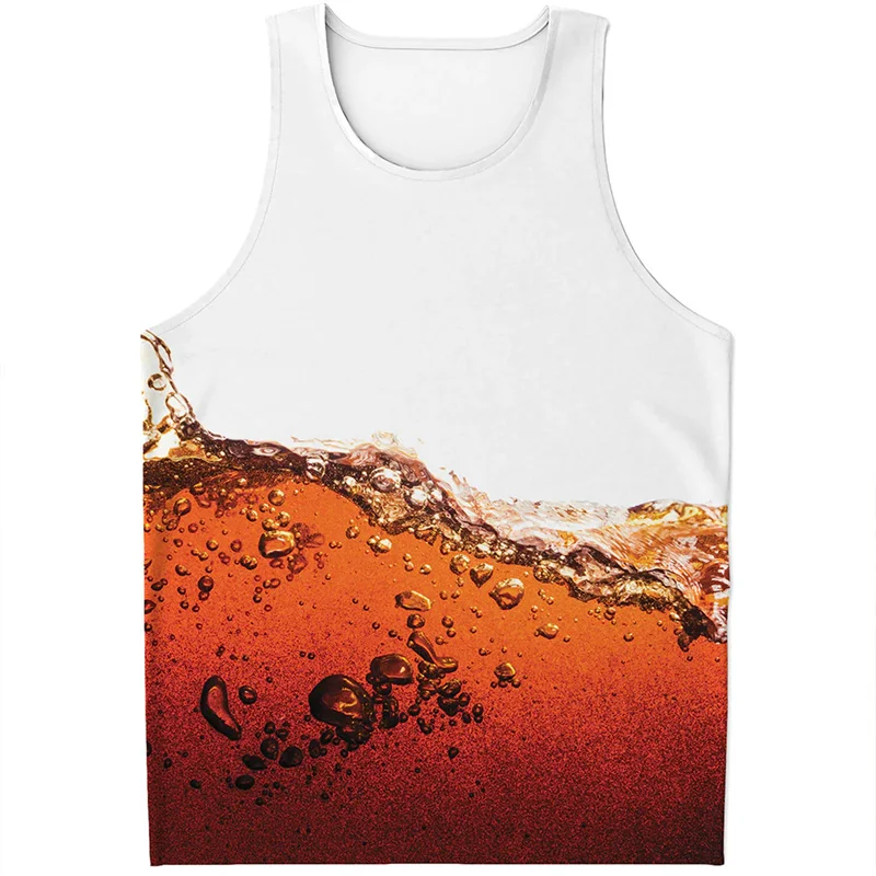 New Design Drinks Cola Pattern Tank Top For Men Summer Sleeveless Vest Street Casual Tops T-shirt Children 3D Printed Tee Shirt