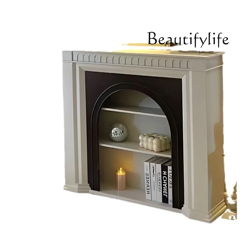 Vintage Cream Living Room Fireplace Decoration Entrance Cabinet Home Fireplace Storage Organizer Storage Rack