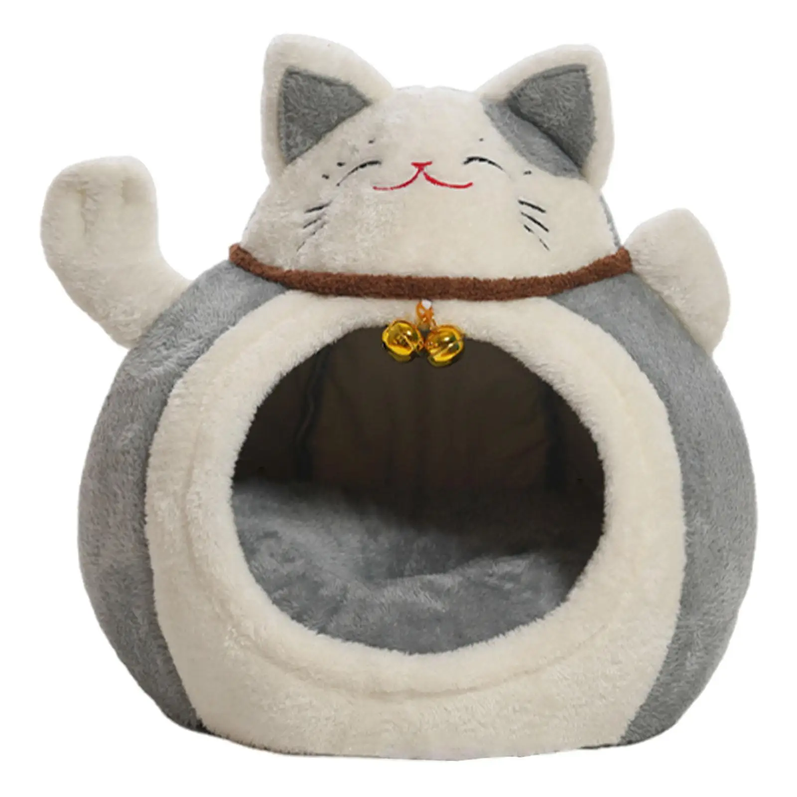 Adorable Cat Shaped Bed Plush House Cozy Kitties Refuge Soft Basket Cat Toy for Indoor Winter Home Use