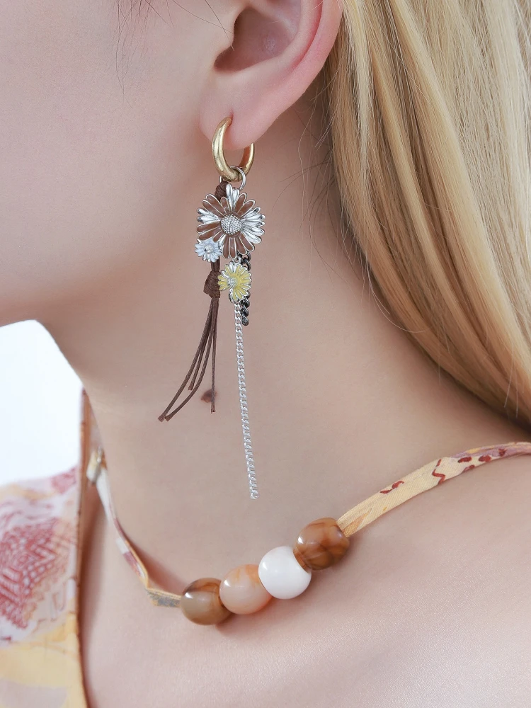 MASW Original Design Vintage Temperament Luxury Fringe Flower Earrings For Women Party Gifts Modern Jewelry Hot Selling