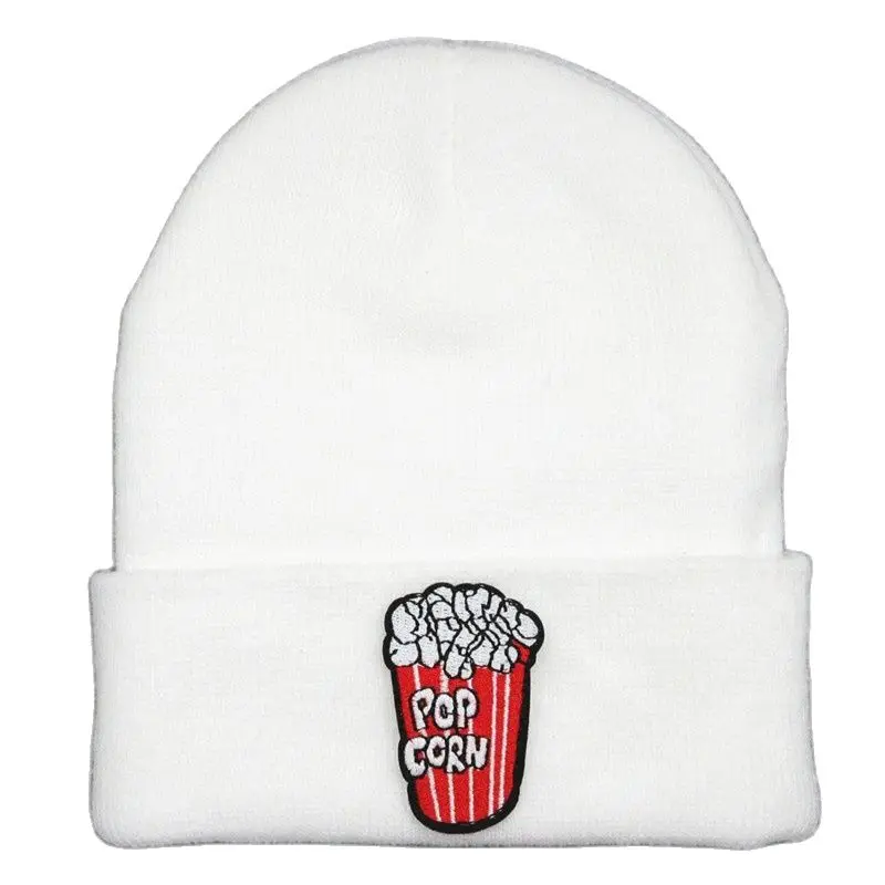 Letter Popcorn Embroidery Cotton Thicken Knitted Hat Winter Warm Hat Skullies Cap Beanie Hat for Men and Women 108