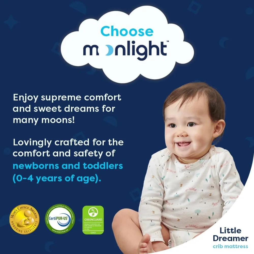 Little Dreamer kasur tempat tidur bayi kuat, dua sisi, ukuran standar, tahan air, 5in.