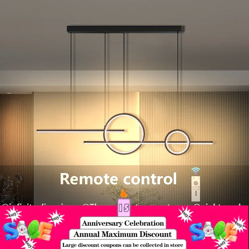 Restaurant LED Pendant Light 110CM Smart Remote Control Dimmable Lamp Kitchen Dining Room Living Room Bedroom Hall Home Lights