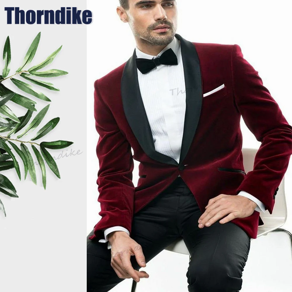 Thorndike Men's Luxury Suit Casual Wedding Groom Prom Suits White Men's Clothing Fashion 2pcs Suit Jacket & Pant for Men