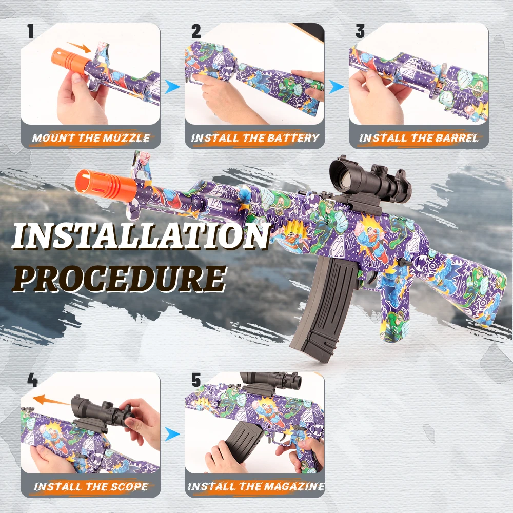 ​ ​ AK-47 Splatter Ball Blaster ​ ​   - Automatische/handmatige schakelaar en snelbrandfunctie Buitenschietspeelgoed (kogels exclusief)