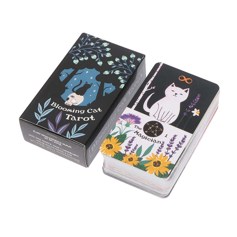 Blooming Cat Tarot Card Mysterious Divination Oracle Card Board Game English Playing Cards