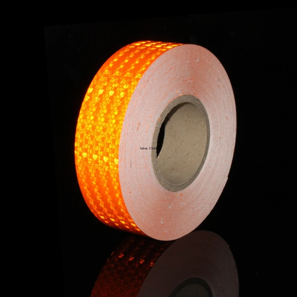 High Intensity Orange Reflective Tape 5cm*50m Waterproof Self-Adhesive Warning Caution Conspicuity Reflectors For Motorcycle Car