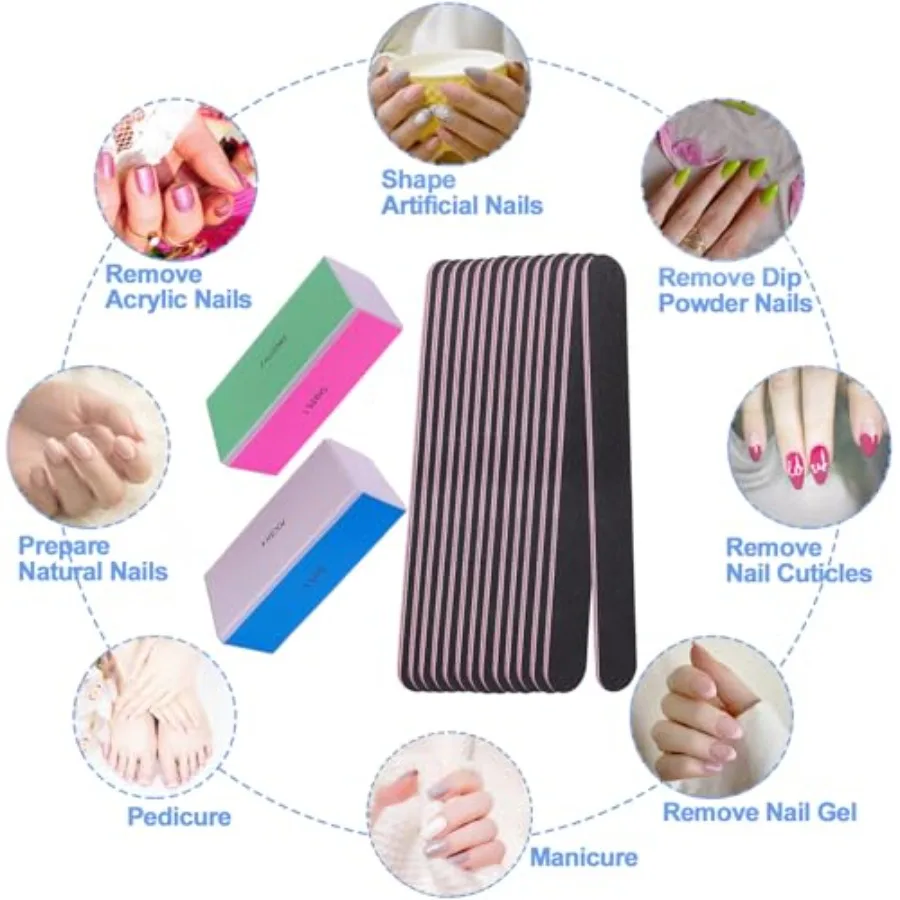 네일 파일 및 버퍼 세트 4방향 네일 버퍼 광택 키트 전문가용 네일 파일 천연 네일 매니큐어 파일링 폴리싱