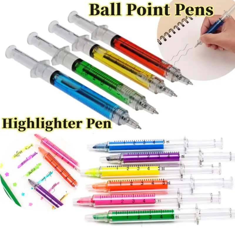 ตลกขายส่งของเล่นเข็มฉีดยาปากกาผู้ถือปากกาลูกลื่นเครื่องเขียนนักเรียนอุปกรณ์ของขวัญเข็มฉีดยาปากกาเน้นข้อความ