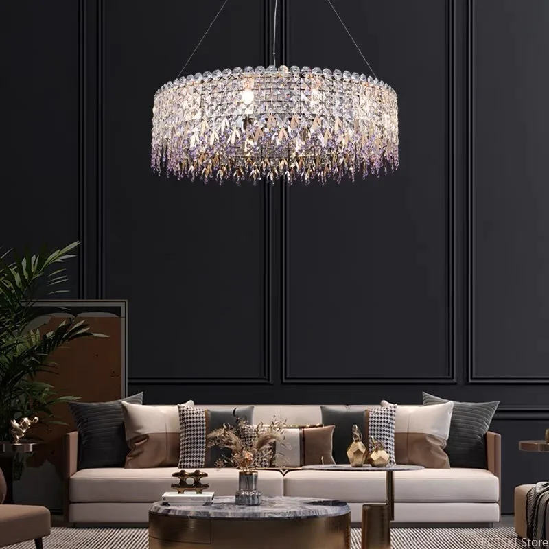 Light luxury living room crystal chandelier, personalized modern and simple circular dining room, new bedroom luxurious