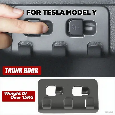 테슬라 모델 Y 실내 액세서리용 자동차 트렁크 버튼 후크 수납 홀더 가방 물병 트렁크 식료품 가방 후크 행거