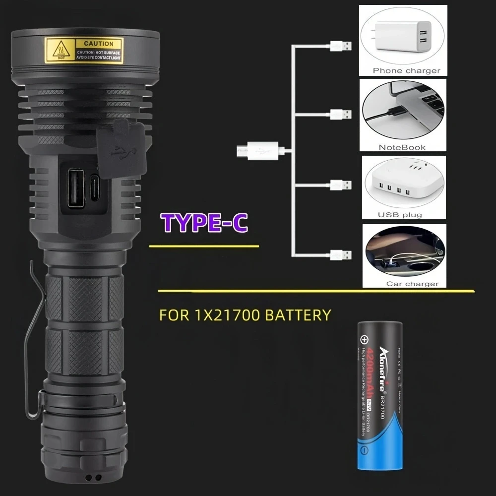 60W 3x SST40 Powerful Super Bright LED Flashlight USB Rechargeabl Outdoor Hiking Travel Camping Hunting Fishing High Power Torch