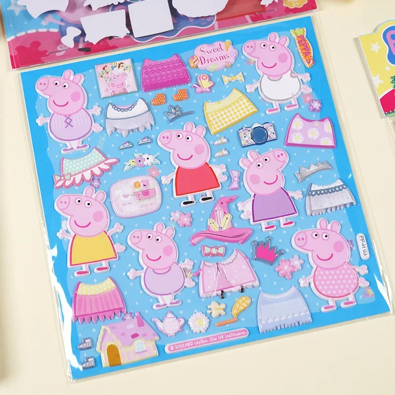 Original Peppa Pig Page Double-layer Bubble Sticker Toy George Cartoon Pattern Children Laptop Sticker Toy Wholesale and Retail