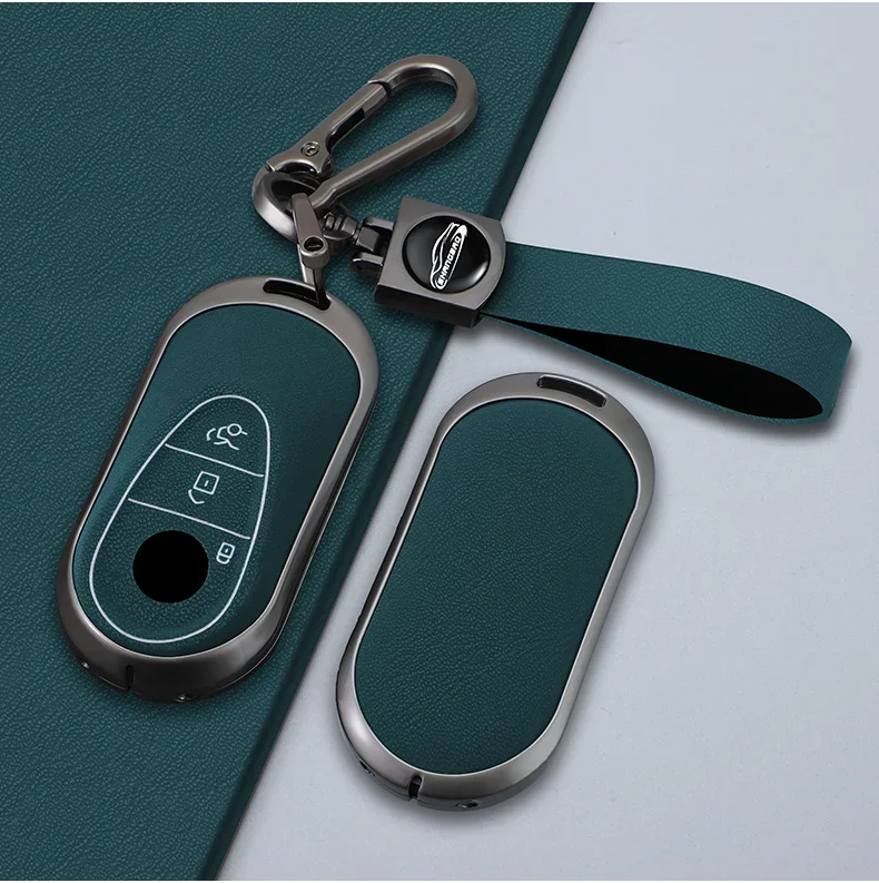 Car Leather Metal Key Case Holder Cover For Mercedes Benz C/S Class W223 W206 S350L S400L E Class W213 E300 Interior Accessories