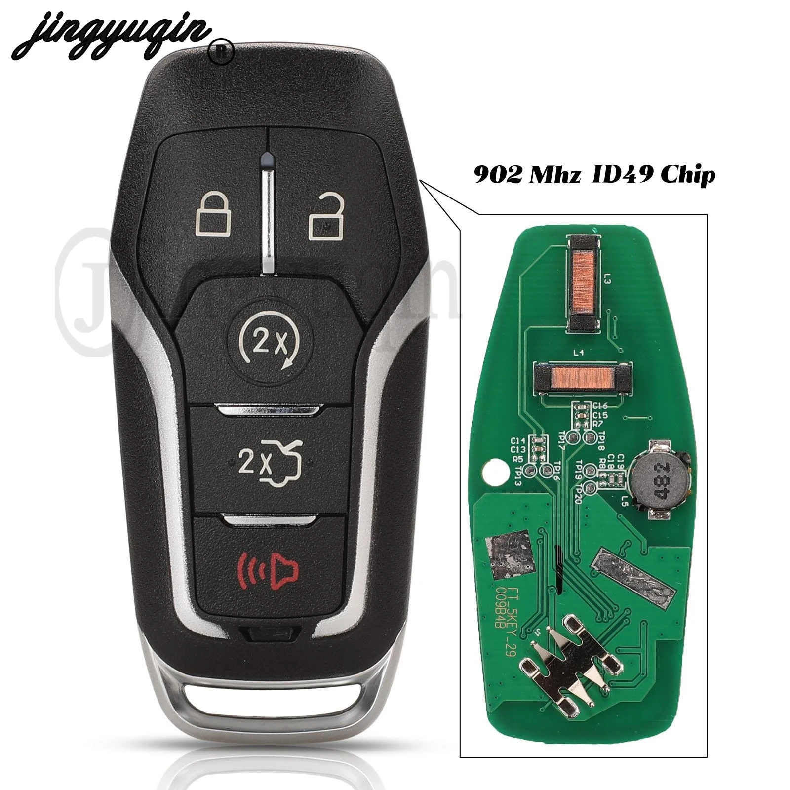 

jingyuqin 902Mhz ID49 Full Smart Remote Car Key Remote For Ford Fusion Explorer edge Mustang 2017 2018 Control Key