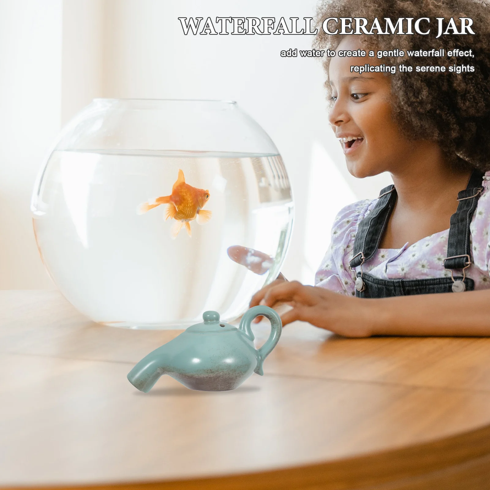 

DIY Circulating Waterfall Ceramic Jar Vintage Teapot Aquarium Fountain Indoor Garden Decor Fish Tank Accessory
