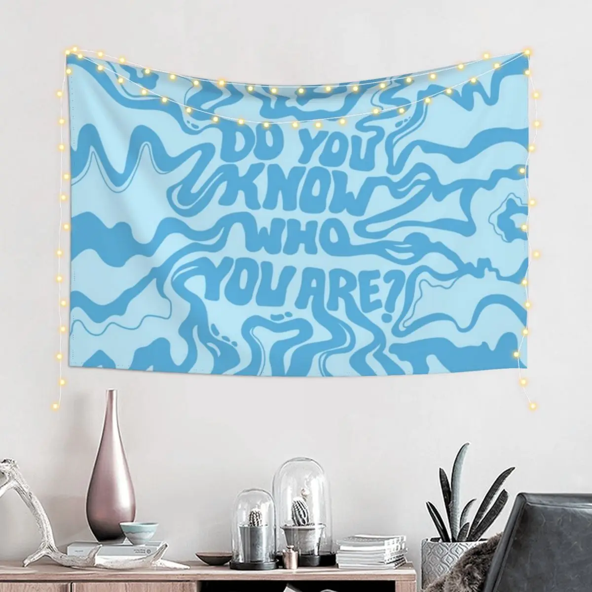 Do You Know Who You Are - Pastel Blue Tapestry Luxury Living Room Decoration Cute Decor Tapestry