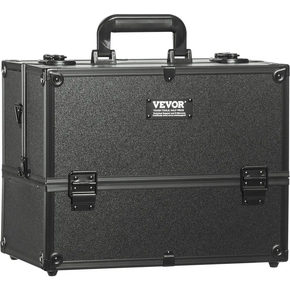 

Makeup Train Case 14.6 inch Large Portable Cosmetic Case, 6 Tier Trays Professional Makeup Storage Organizer Box Make Up