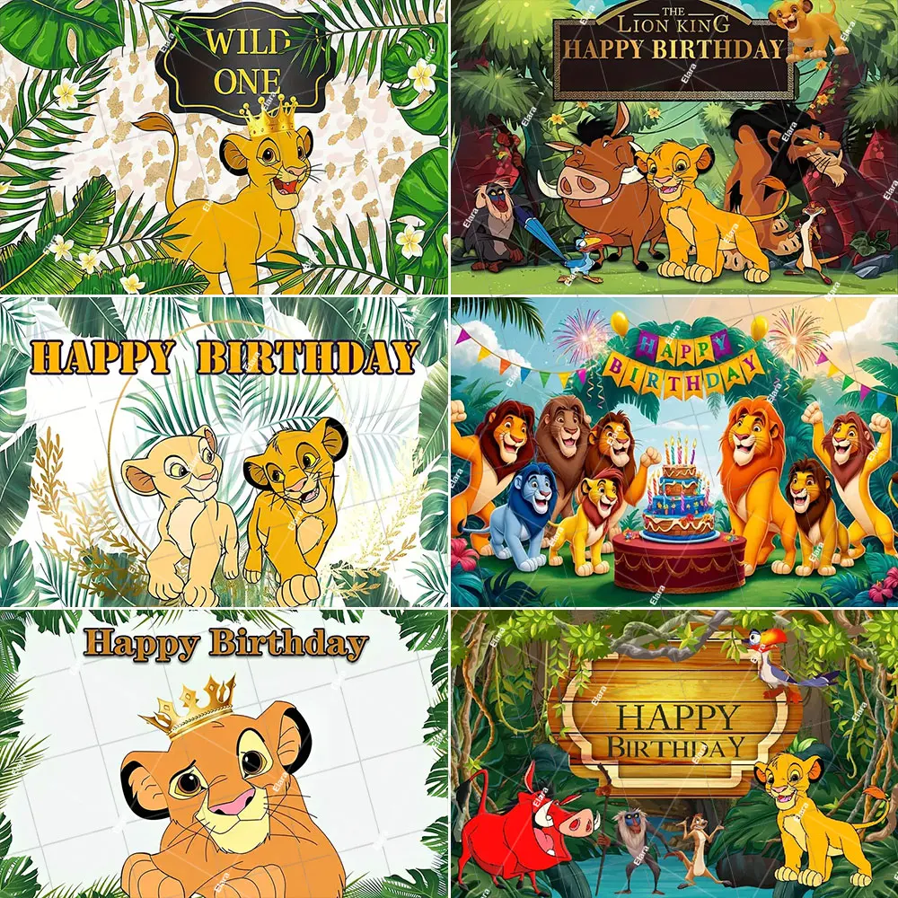 

Disney Cartoon Lion King Simba Theme Kids Birthday Party Forest Jungle Safari Baby Shower Photography Backdrop Custom Banner
