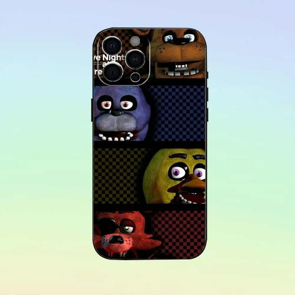 Funda de teléfono Five-Nights-At-Freddys F-Fnaf para iPhone17,16,15,14,13,12,11 Plus,Pro Max, funda negra suave