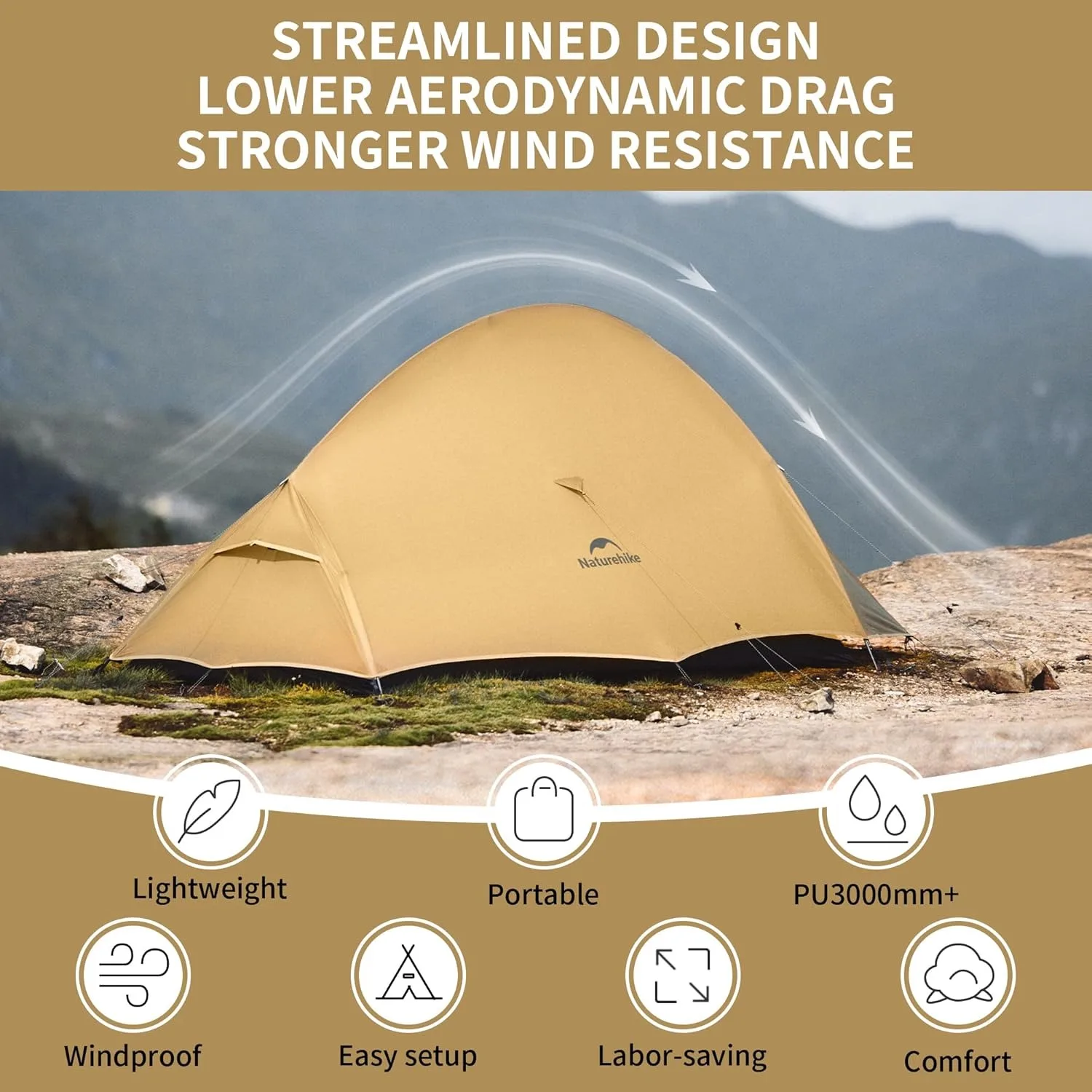 Naturehike Cloud Up Pro 2-Person Tent Outdoor Camping Tent Ultralight Waterproof Tent Free Standing Hiking Backpacking Tent