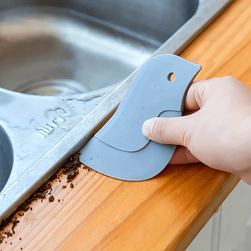 Penguin-Shaped Silicone Kitchen Scraper,Gray Silicone Material, Flexible and Durable, No Power Needed, Efficiently Cleans Grease