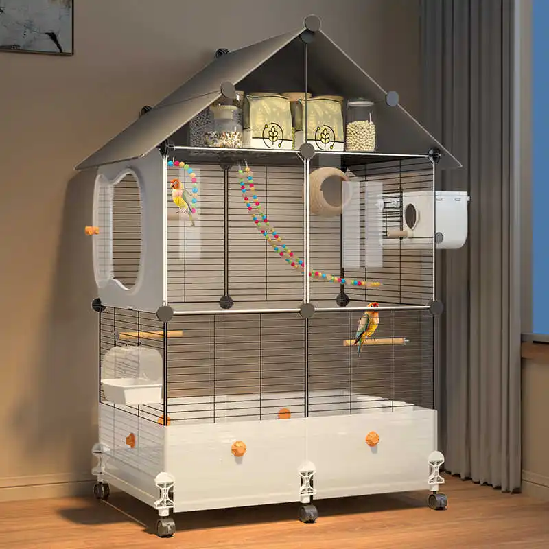 Bird cage parrot cage household large tiger skin Xuanfeng breeding special new splash-proof thrush peony luxury villa