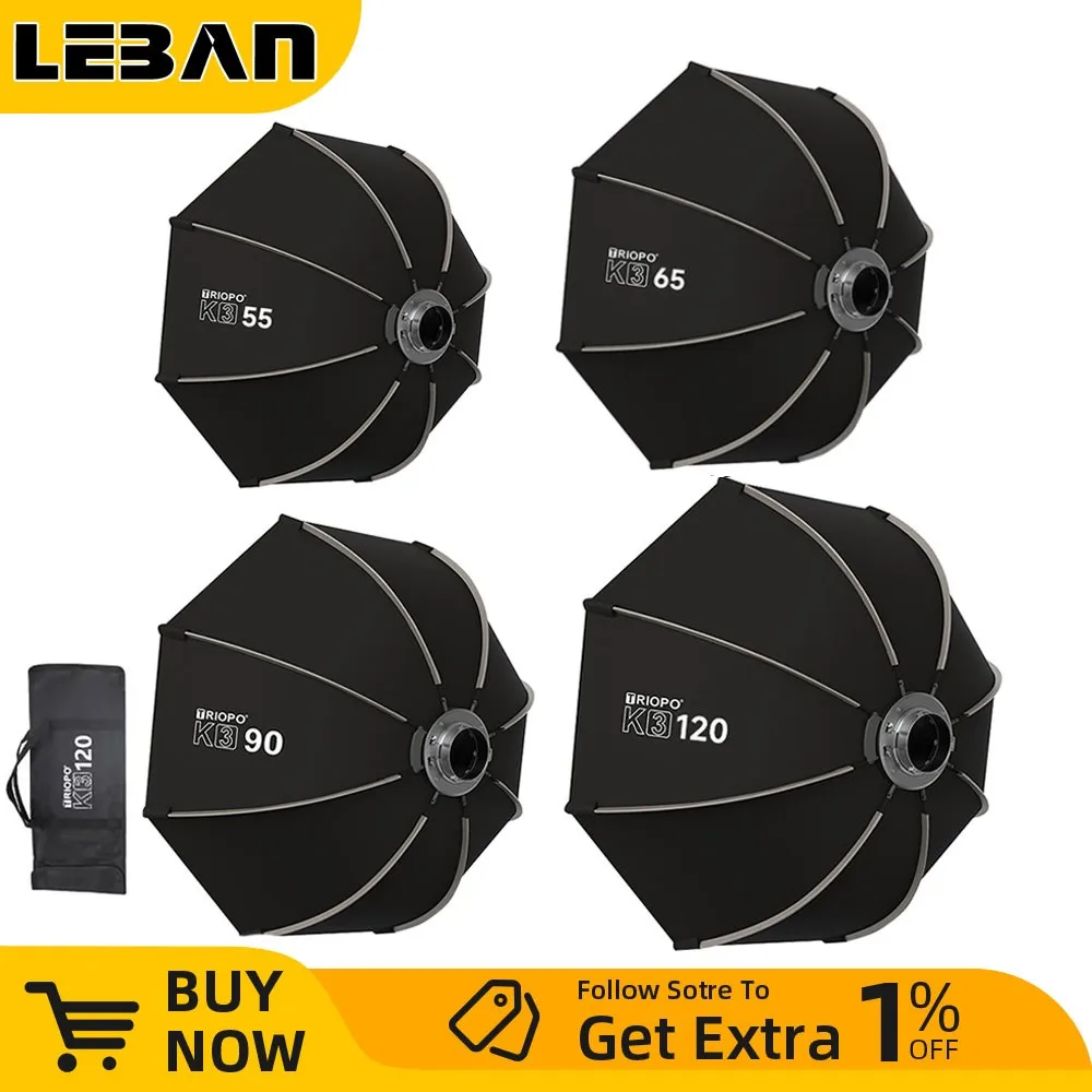 TRIOPO K3 Series 55cm 65cm 90cm 120cm Quick-Setup Octagon Softbox