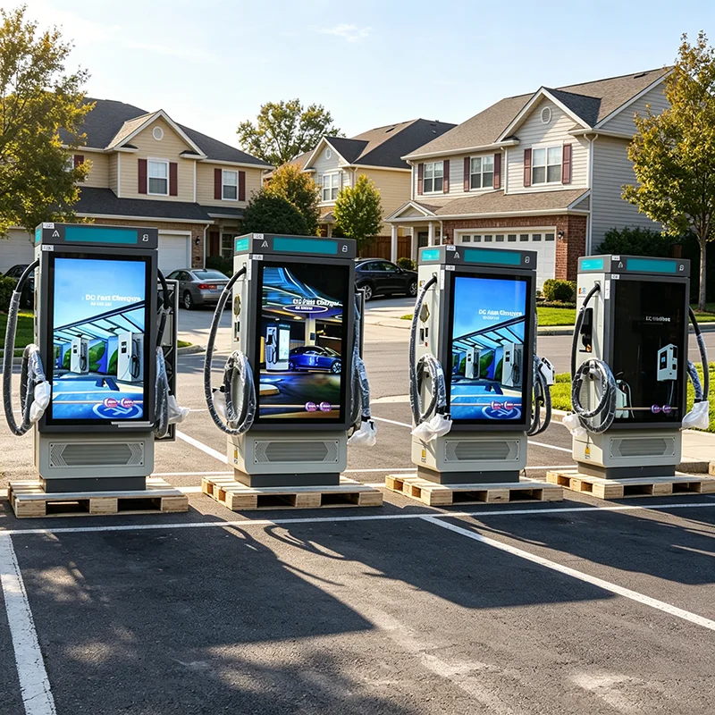 250kW NACS Level 3 EV Charging Station, Full Safety Protection DC Fast Charger for Fleets
