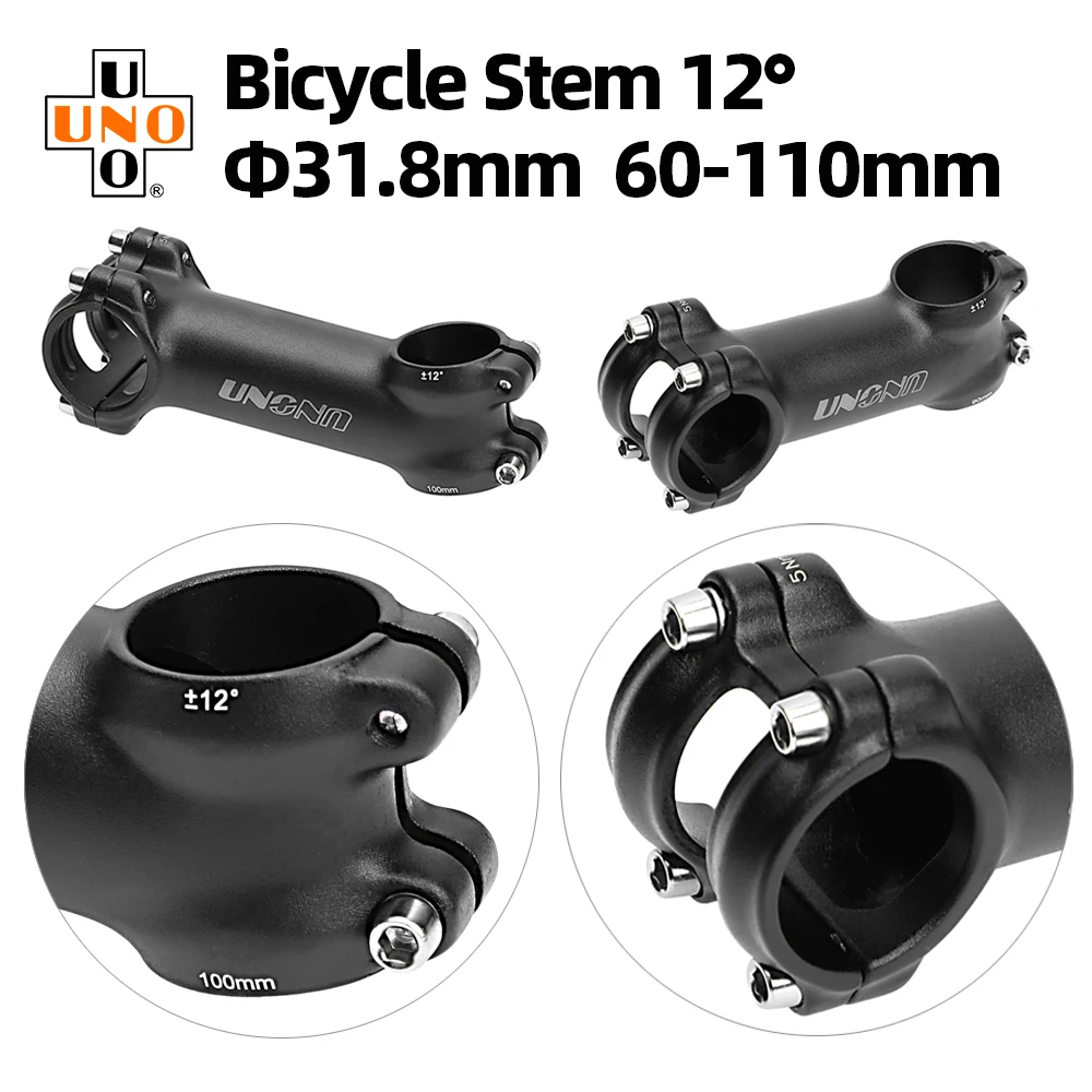 UNO Mtb Power 12 Degree Bike Table 31.8mm Bicycle Handlebar Stem Mtb Stem 60/70/80/90/100/110mm For Bicycle Parts Riser Extender