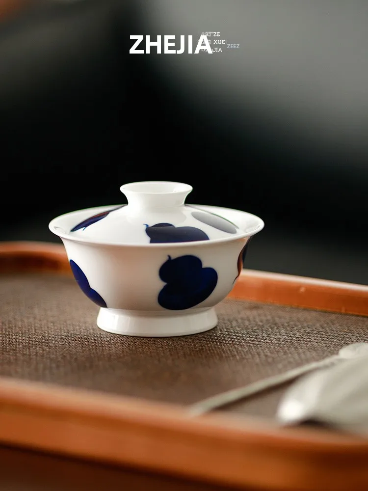 

Zhejiang Universi Fu Lu Cerc Tea Set Glazed Undercolor Blue And White Porcelain Tea Bowl for Brewing Tea Hand-Painted