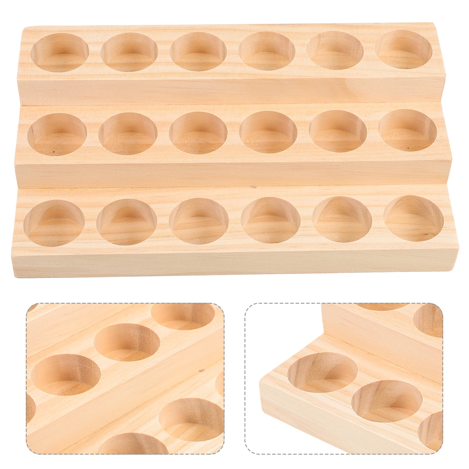 

Wood Essential Oil Storage Box Rack Organizer Khaki Stand Tier Cabinet Bottle Holder Large Capacity Sturdy Lightweight