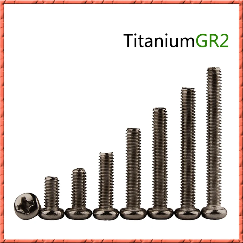 50Pcs/Lot Pure Titanium M1/M1.2/M1.4/M1.6 DIN7985 Pan Head Phillips Screws Round Head Machine Screws M1/1.2/1.4/1.6x3/4/5/6-20mm