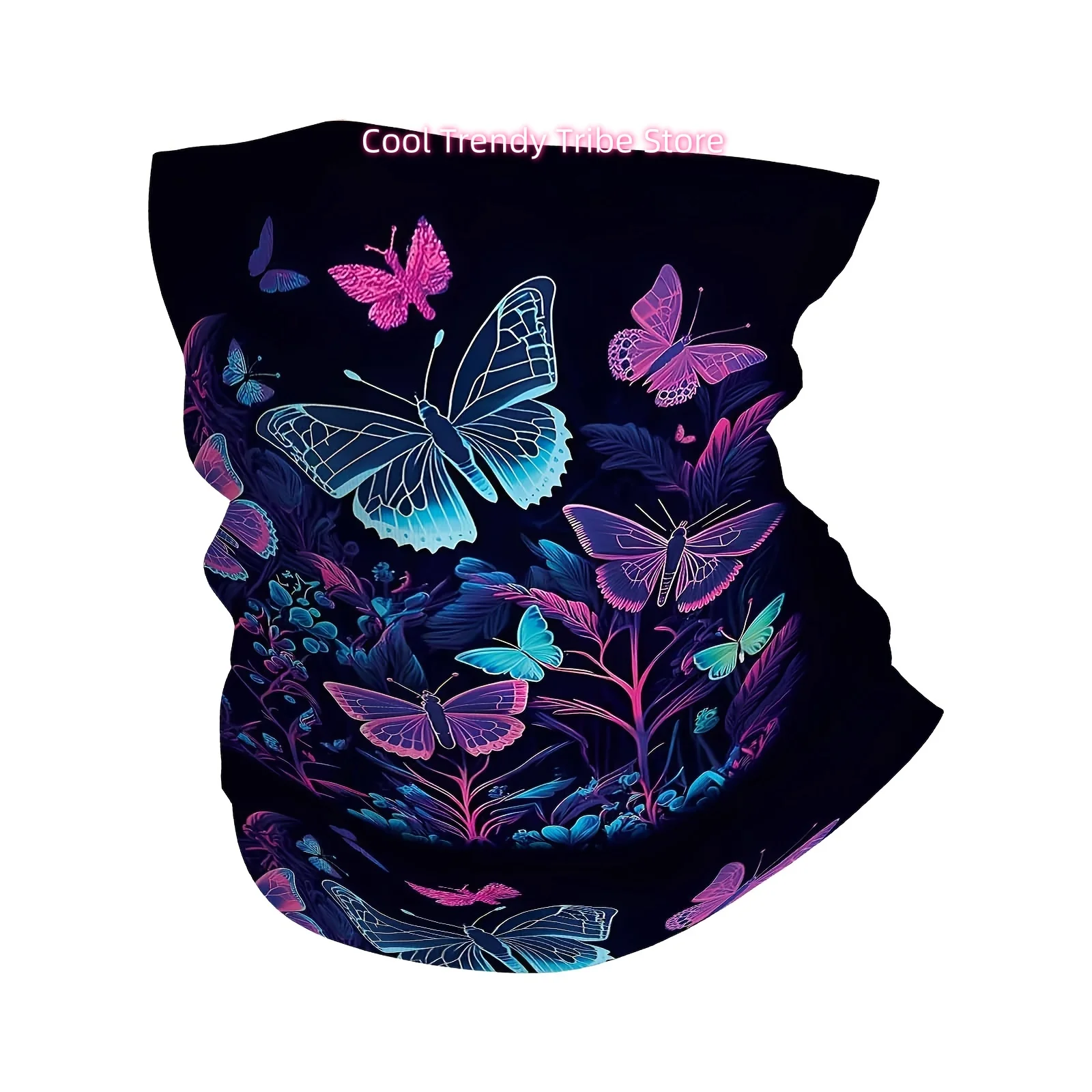 1. Butterflies 2. Garden 3. Neon Colors Printed Scarf, Multi-Functional Mask And Neck Mask, Suitable for Outdoor And Unisex Head