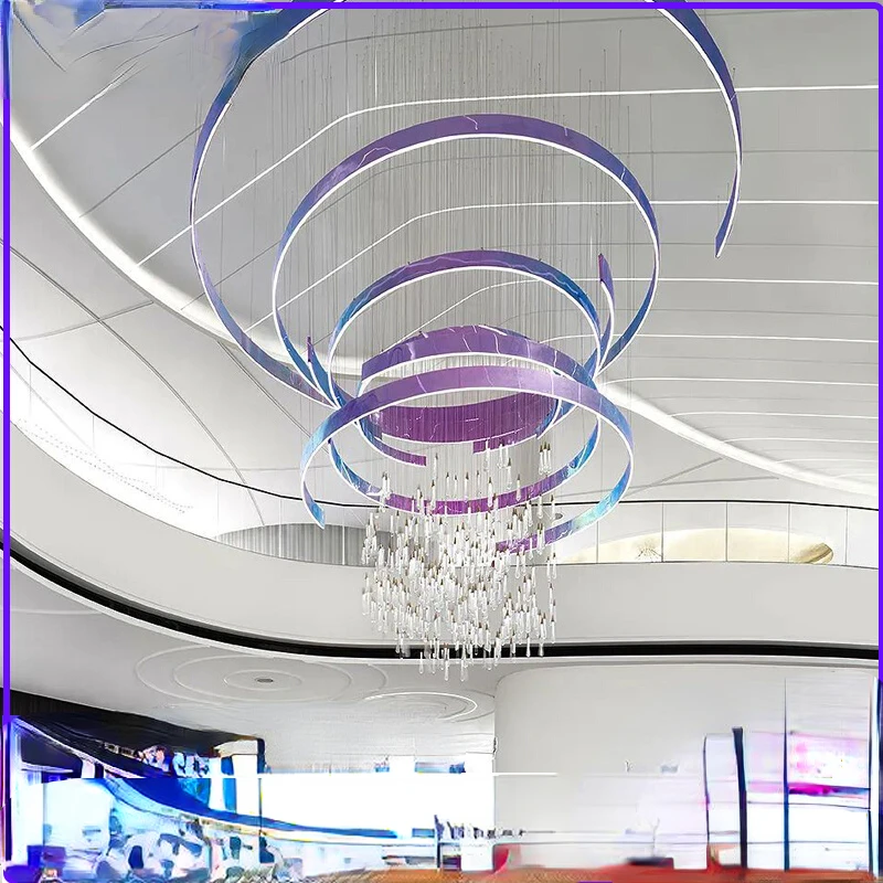 Customized Non-Standard Custom Art Ribbon Chandelier Hotel Banquet Hall Club Hall Creative Hollow Lighting