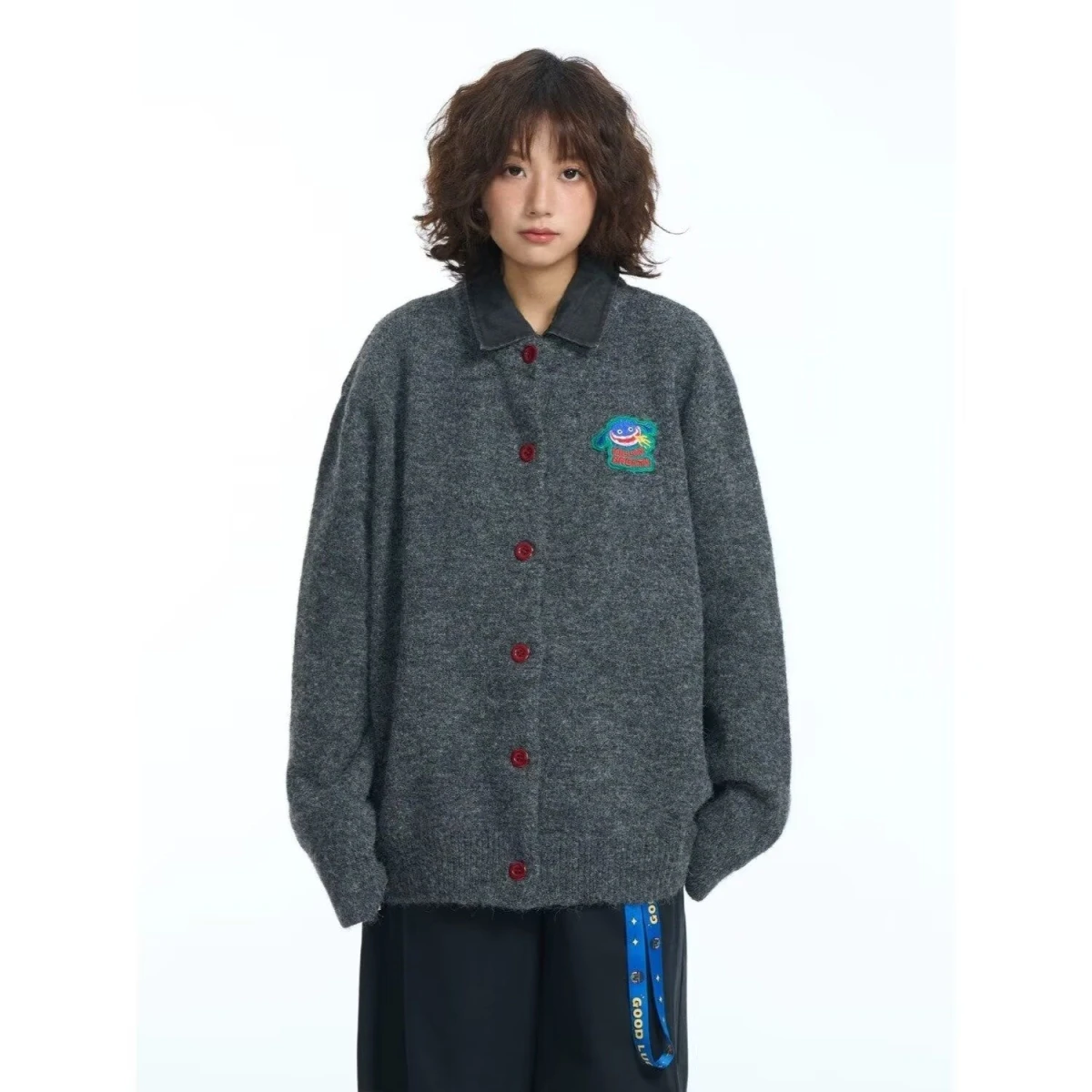 خريف شتاء V-Ne سترة مشغولة من الصوف الرجال اللون عادية Sle فضفاضة تناسب ملابس خارجية لينة البوليستر طويلة Sve يندبروف