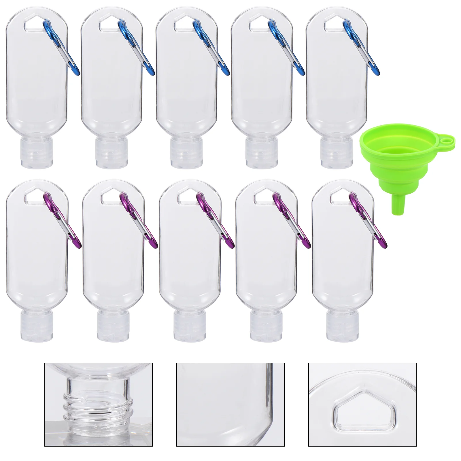 

11 Pcs 50ml Hand Bottles Reusable Travel Containers Hook Sealed Leak Proof for Backpack Stroller Gym Bag Includes