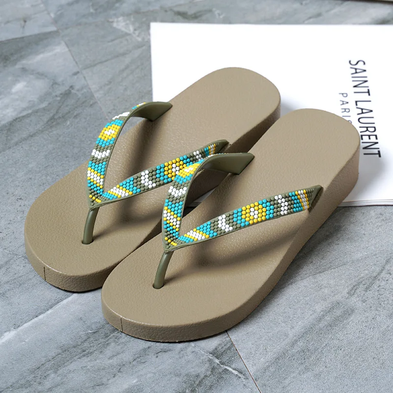 Summer Wedge Flip-Flops Fashion Beach Shoes Wear Waterproof Flip-Flops Outside Of A Casual Vacation