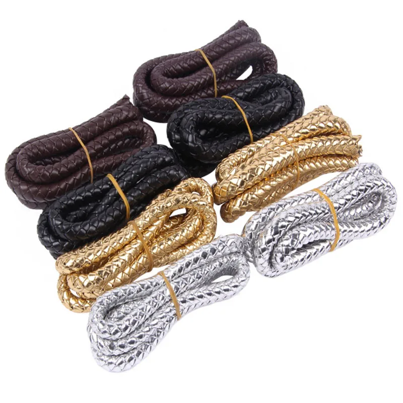 2-5Meter/Lot Braided Round PU Leather Cord 3 4 5 6 8 10 12 mm Leather Cord String Rope for DIY Necklace Bracelet Jewelry Making