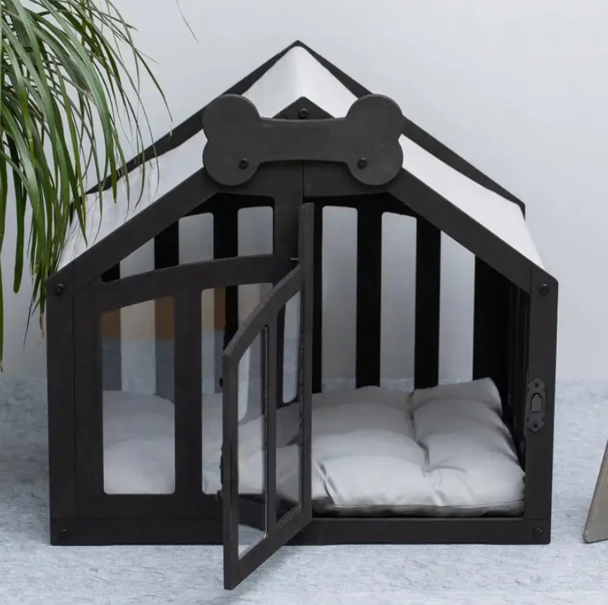 

Elegant Pet Furniture Wooden Cat Bed House Multi-functional Pet Dog Bed House Cat Cave Bed Nest With Acrylic Door