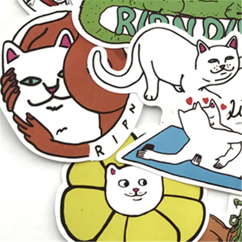 50pcs/bag Cartoon Vintage Fashionable Middle Finger Disdains White Cats Sticker Diary Suitcase Scrapbook Laptop Bike Kids Gift