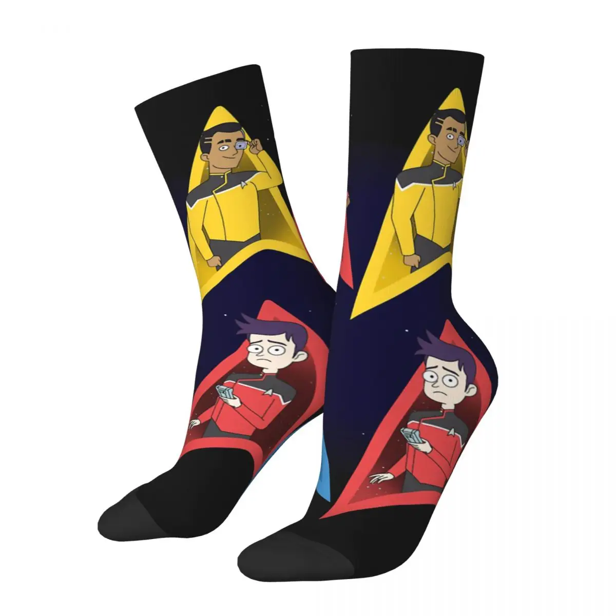 Happy Funny Fun Cartoon Men's Socks Vintage Harajuku S-Star Trek Lower Decks Hip Hop Novelty Seamless Crew Crazy Sock Gift