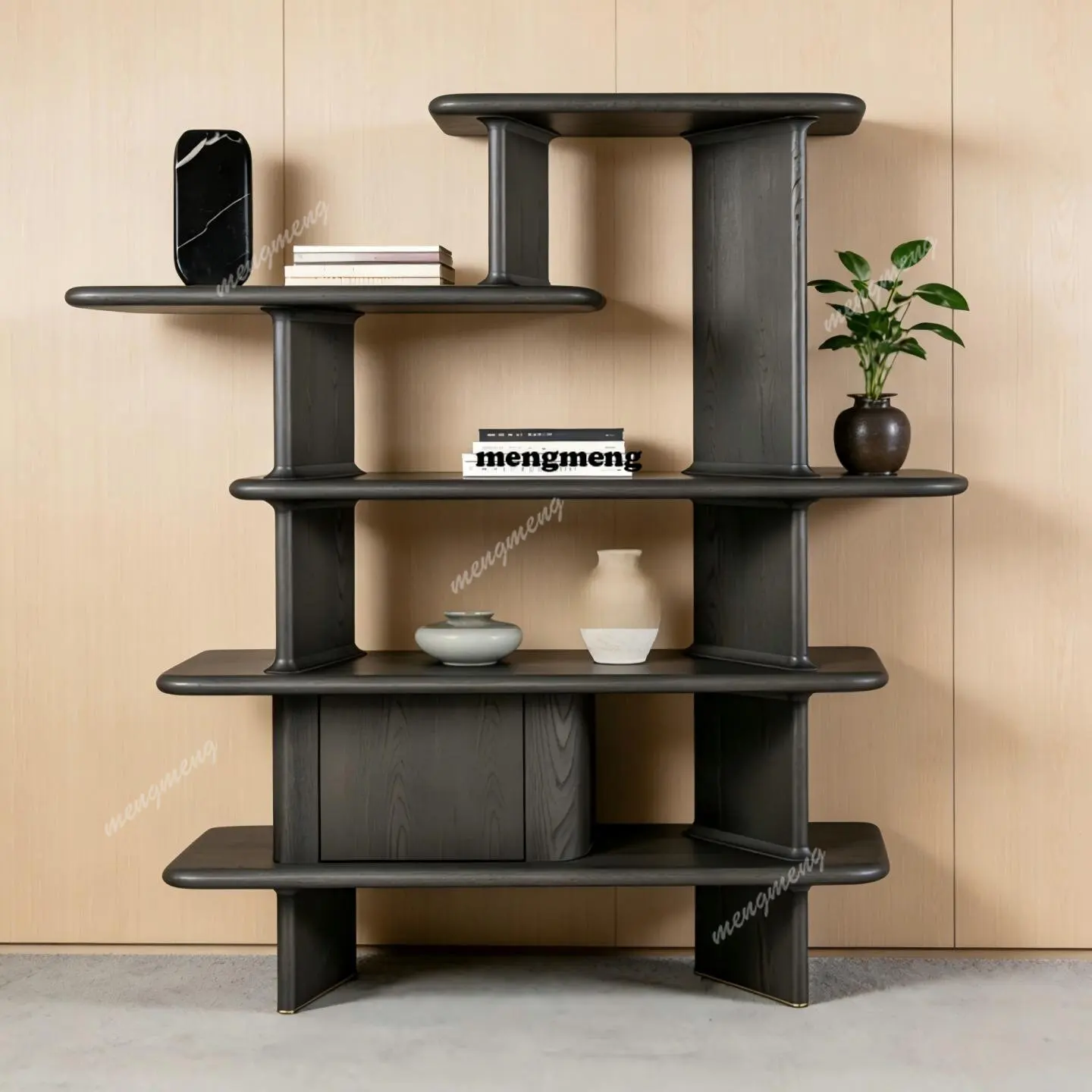 

Medieval style paint bookcase Modern simple storage display rack Floor-to-ceiling multi-layer bookshelf display cabinet