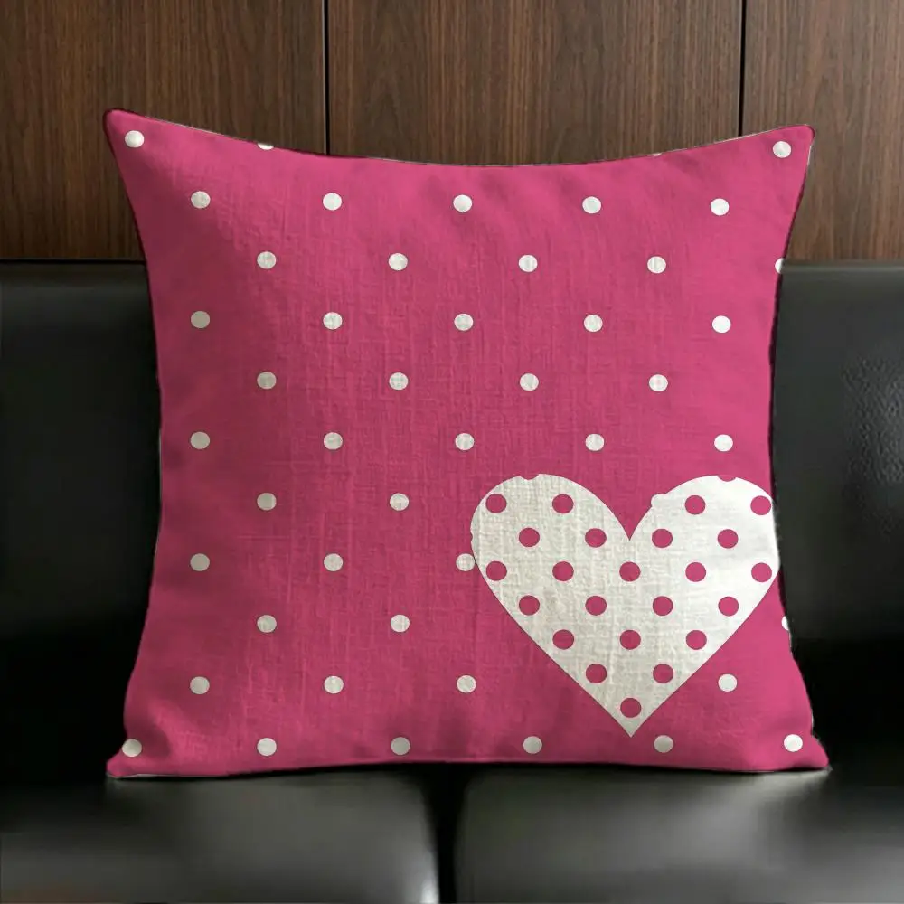ANIME H-Heart  polka dot Cushion Cover Anti-dustmite Pillowcase Invisible zipper silky short plush Sofa cushion cover