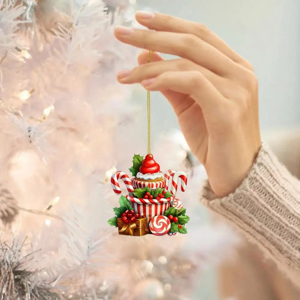 Cute Hanging Ornaments Festive Christmas Ornament Set with Candy Cane Cupcake Lollipop Decorations Acrylic for Tree for Festive