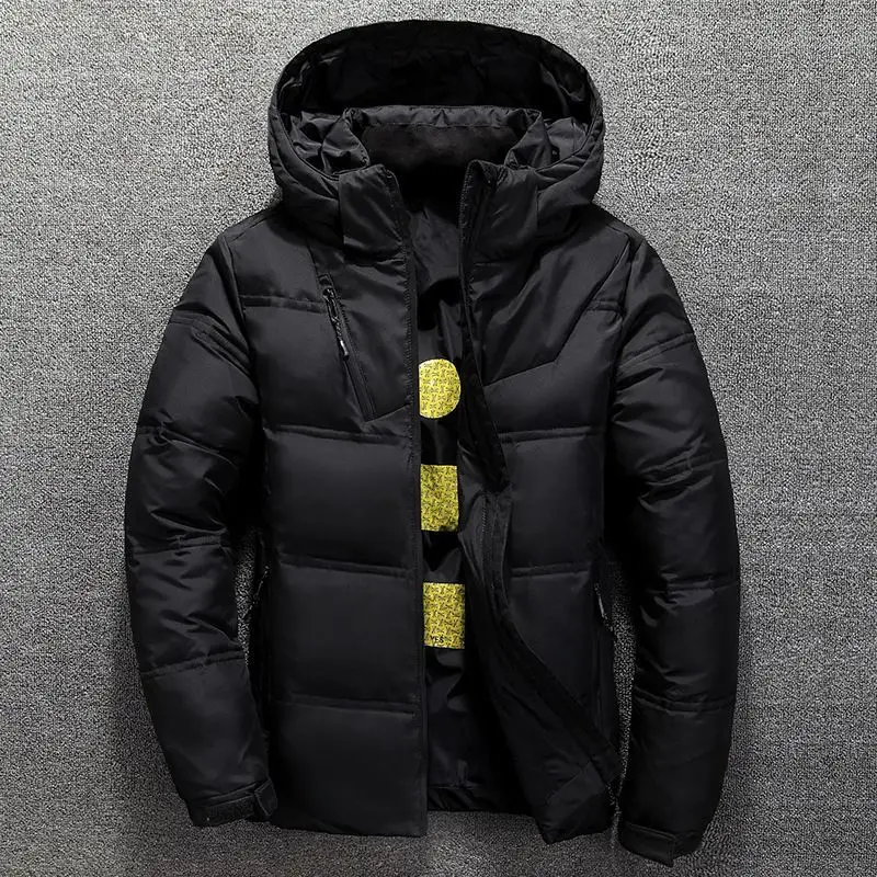 Men Jacket Winter New Thicken Cold-proof Stand Collar Hooded Male Outerwear Long Sleeve Zipper Simple Versatile Man Down Coat
